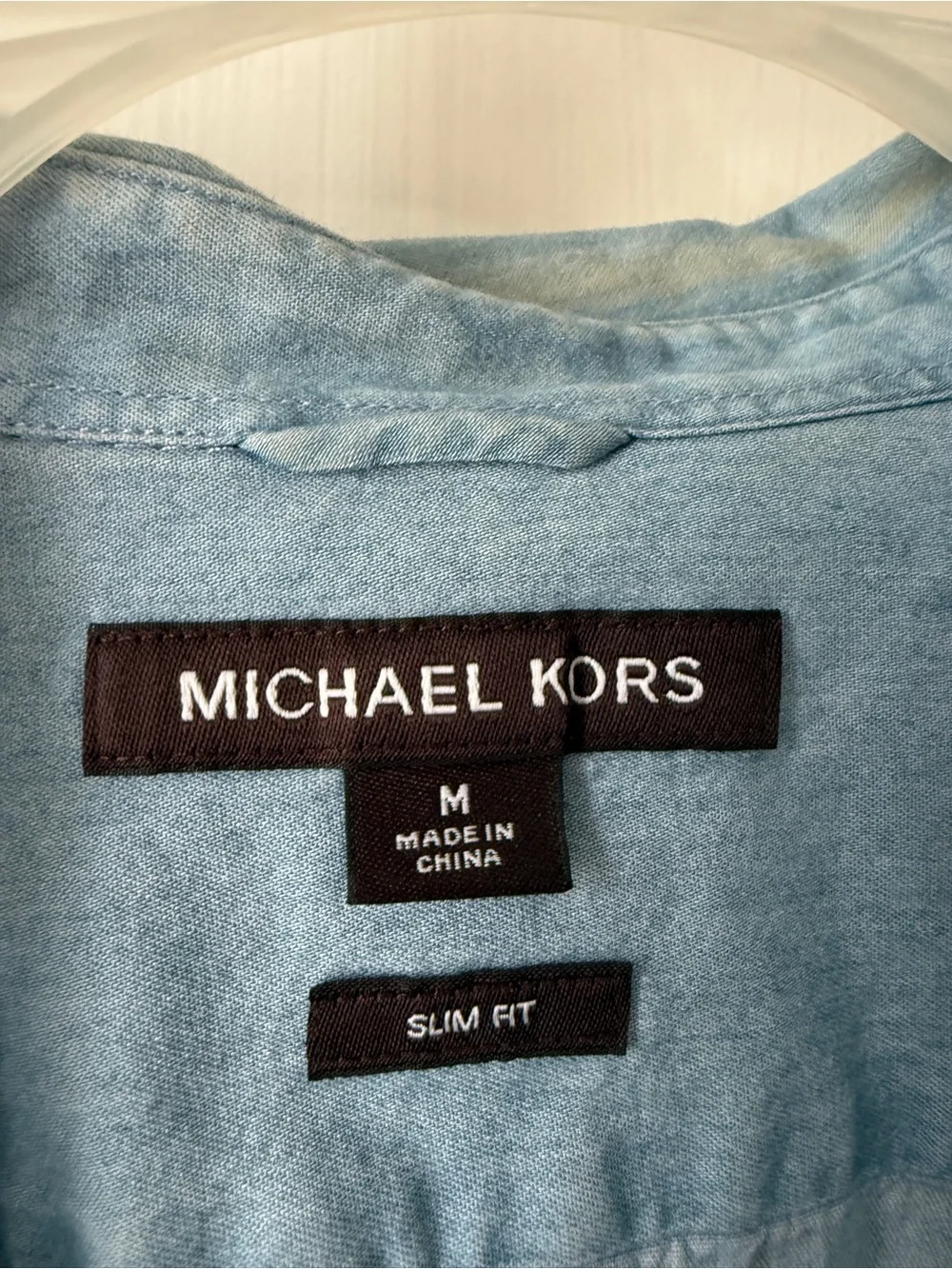 Michael Kors Light Blue Men's Shirt Jacket slim fit